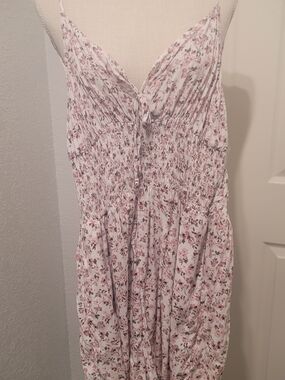 Justify Pink Floral Smocked Romper Shorts with Adjustable Straps